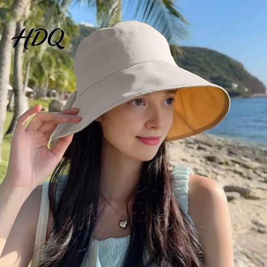 Bow Detail Bucket Hat Women Summer Sun Hat Back Bowknot Fisherman Wide