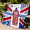 1pc Union Jack, Big Ben Outdoor Flannel Blanket for Girls Soft, Lightweight Throw Perfect for Camping, and Gifting, Digital