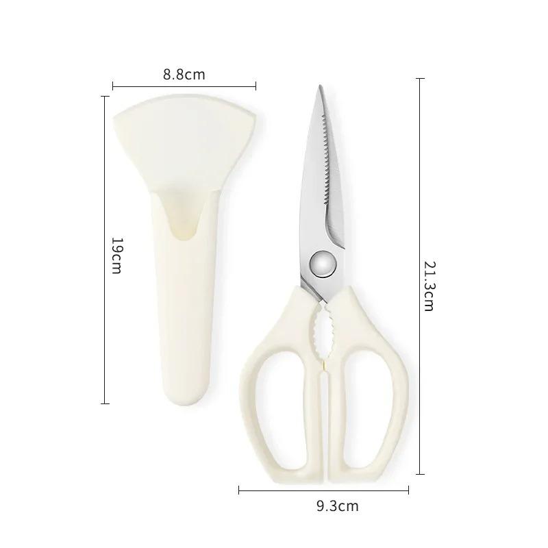 White Kitchen Scissors - Heavy-Duty Stainless Steel Chicken Bone Shears Multi-Purpose Food Scissors for Home Kitchen Use5