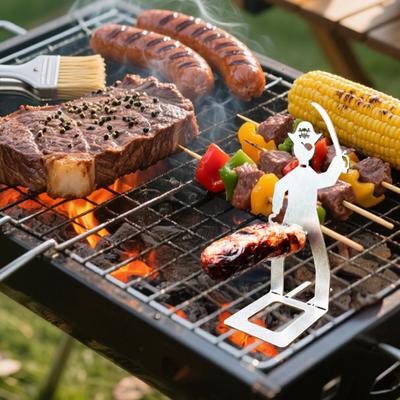 1/4ks Nerezový stojánek na klobásy Přenosný Opakovaně použitelný Stojící Držák na hot dogy Venkovní Kempování Grilovací Příslušenství