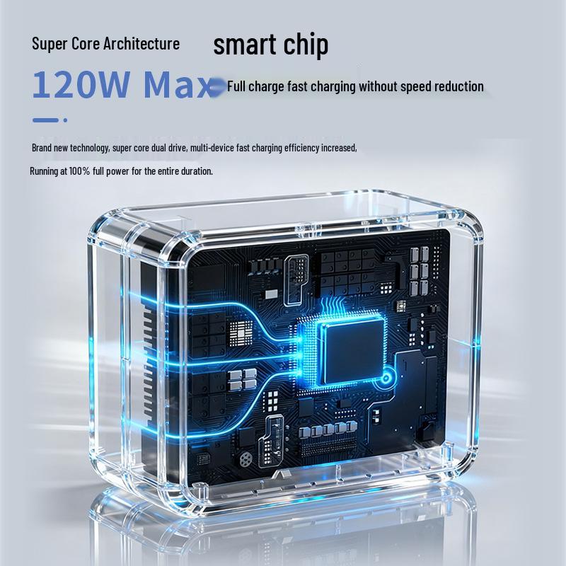 Fast Charging GaN Charger with Retractable Cable for Apple, iPad, Huawei, Xiaomi, and Android.