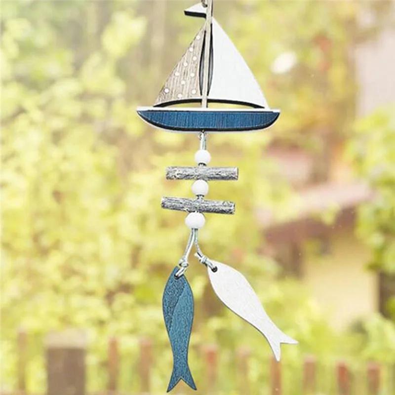 AEE4-Marine Style Wooden Pendant Ocean Wind Crafts Small Innovative Accessory Wall Hanging Decoration