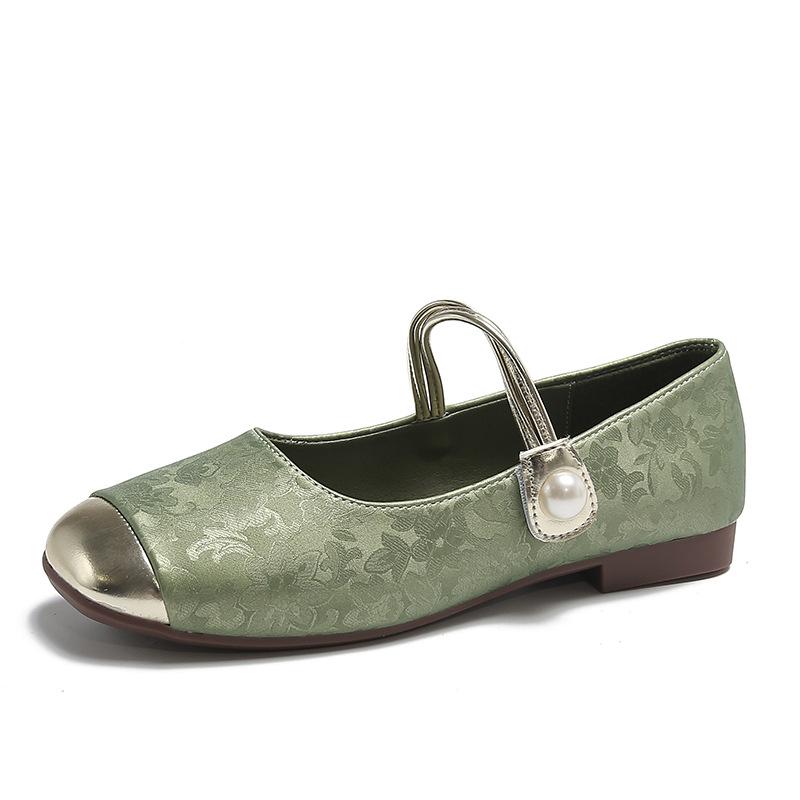 

Жіноче взуття 2025 нове повсякденне взуття на плоскій підошві жіноче взуття Doudou на м якій підошві з неглибоким вирізом жіноче взуття на низькому підборі 40 зелений