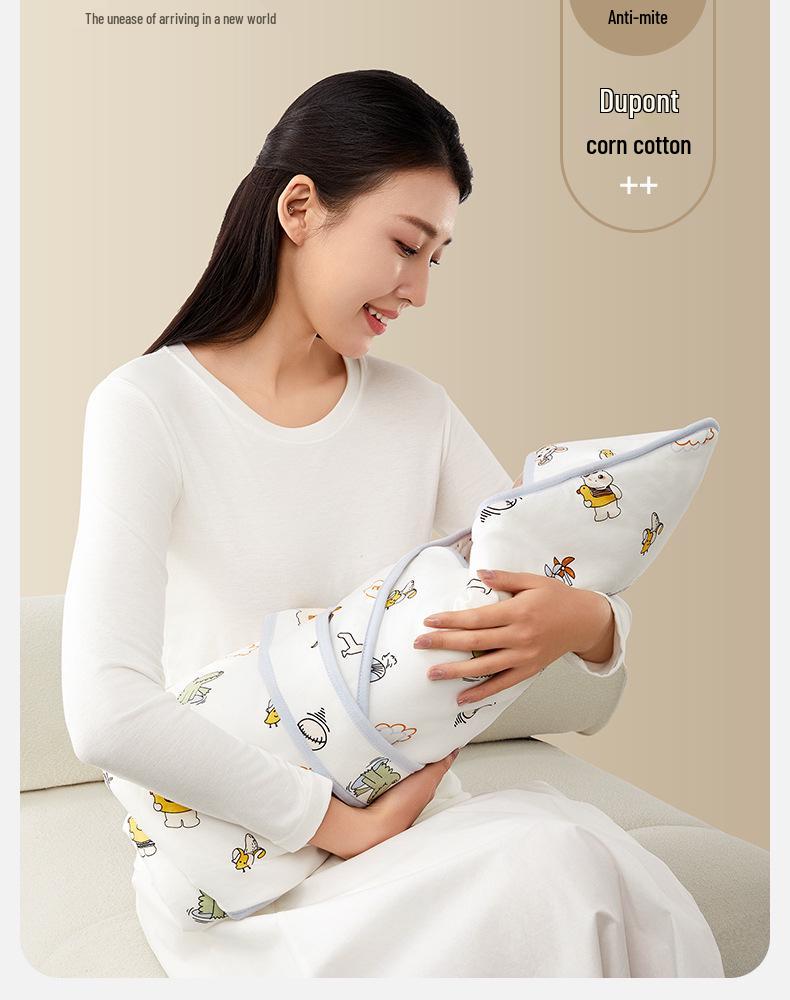 October Crystal Autumn/Winter Pure Cotton Baby Swaddle Blanket - Thick Corn Cotton Wrap for Newborns