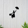 1pc 2D Flat Mary Poppins Silhouette Metal Wall Art Black Decorative Plaque Sign for Living Room Bedroom Study Ambiance Indoor Outdoor Home Decor