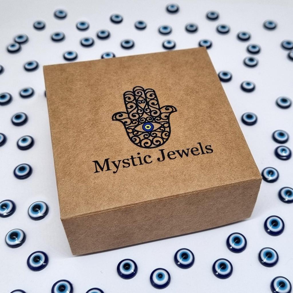 Dalia MYSTIC JEWELS – Evil Eye Stud Earrings, 925 Sterling Silver with Blue Enamel and Cubic Zirconia, Sterling Silver, Cubic Zirconia