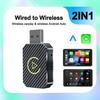 2 In 1 Wireless Carplay Android Auto Adapter Mini Box Wired To Wireless Plug and Play 5Ghz WiFi Type-C/USB For Toyota VW Peugeot