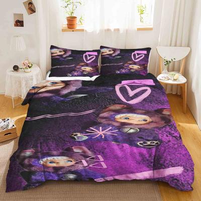 Wakuku 3D Children'S Couple Bed Bedding Set Cute Printed Cartoon Quilt Cover Polyester Duvet Set Twin King Size