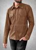 Formal Casual Shirt Wear Men Real Soft Lambskin Leather Stylish Brown Handmade