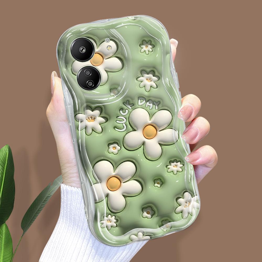 

Милый мультяшный узор, кремовая текстура, мягкий силиконовый чехол с волнистыми краями, чехол для телефона Xiaomi Redmi Redmi 14C прозрачный