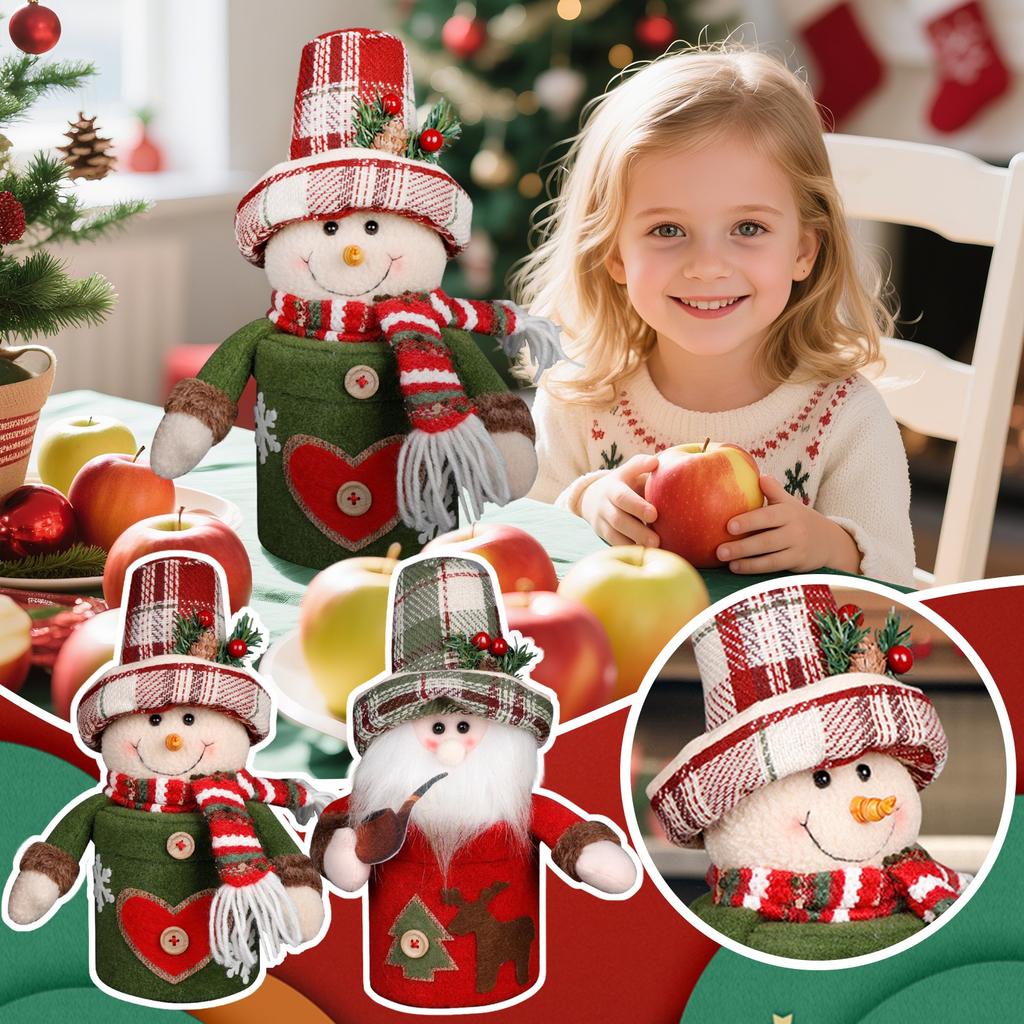 Christmas Candy Box Gift Jar Christmas Eve Decoration Apples Box Santas Claus Snowman Apples Jar