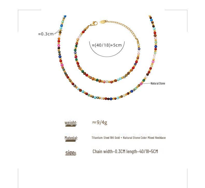 Bohemian Minimalist Seven-Color Natural Stone Beaded Necklace for Women