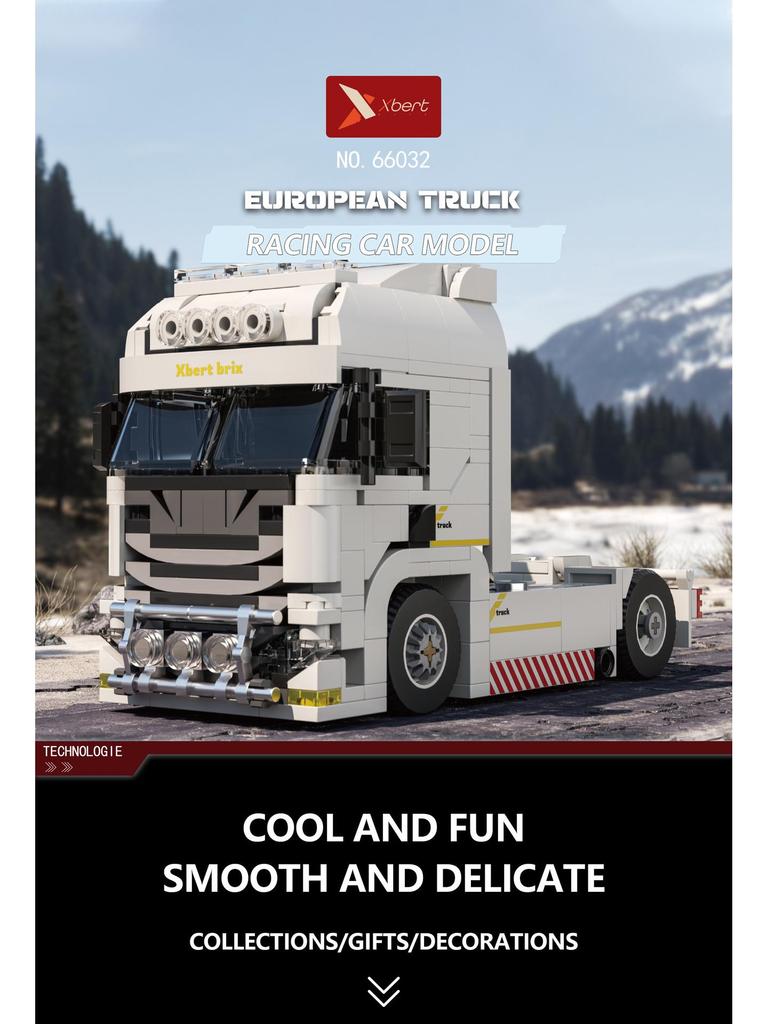 Brick Joy 66032 European Truck Model: Compatible with LEGO, DIY Educational Toy for Kids