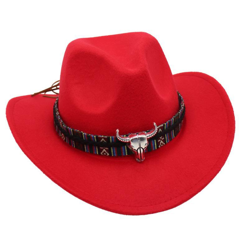 Ethnic Style Handsome Tibetan Hat Children'S Performance Top Hat Cow Head Warped Edge Western Cowboy Hat Sunscreen Sun Hat