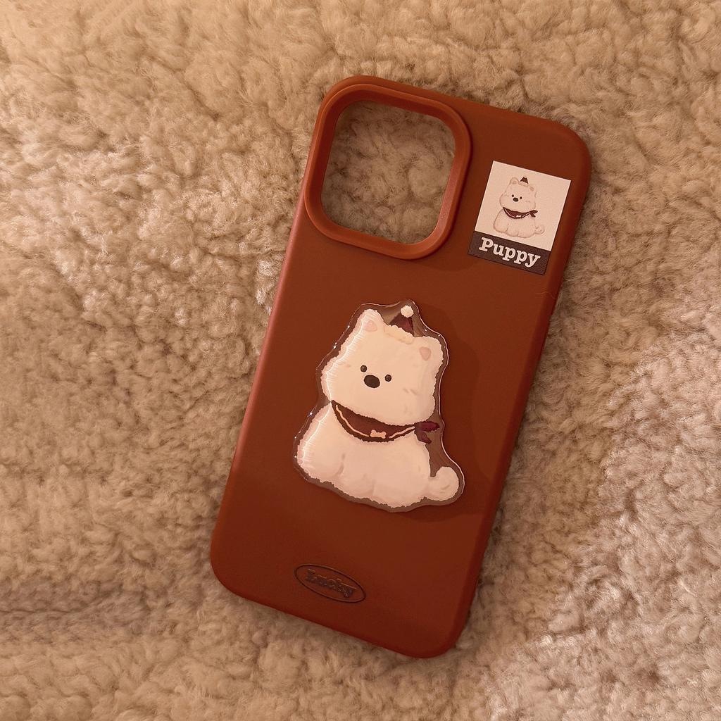 Cute Bear 17promax Apple 16 Mobile Phone Case IPhone 14 Suitable for 13 Three-dimensional West Highland 12 Silicone 11