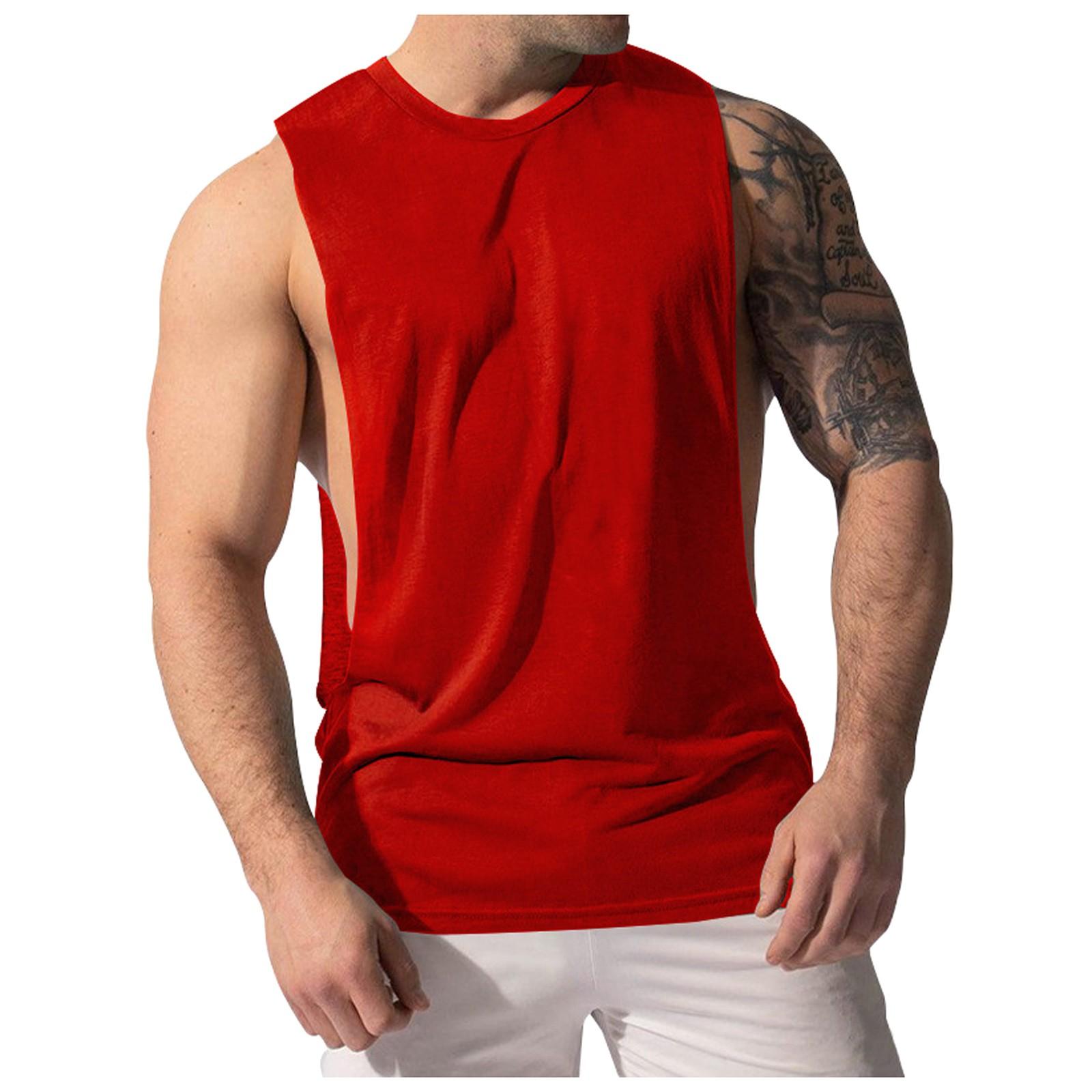 

Мужская майка Muscle Мужская спортивная повседневная однотонная мужская футболка без рукавов с сердечком XXXL красный