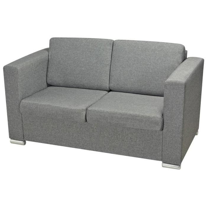 2-seater Sofa - vidaXL - Light Grey Fabric - Plush Comfort - Removable Cover - Contemporary Design