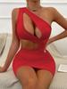 Women's Sexy One Shoulder Summer Mini Skirt Hollow Fashion Bodycon Dress