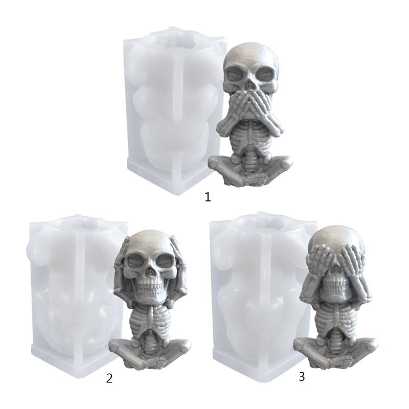 Flexible Resin Mold Skull Shape Ornament Molds Easy Releasing Silicone Texture for Epoxy Creative Table Decorations