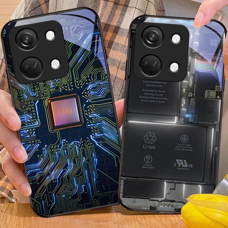 Element Komputerowy Dla OnePlus Nord 3 5 6T 7 Pro 8 12 10T Reno8 Lite 5G 10R Nord N30 Twarda Skorupa Szkło Hartowane Etui na Telefon Czarne
