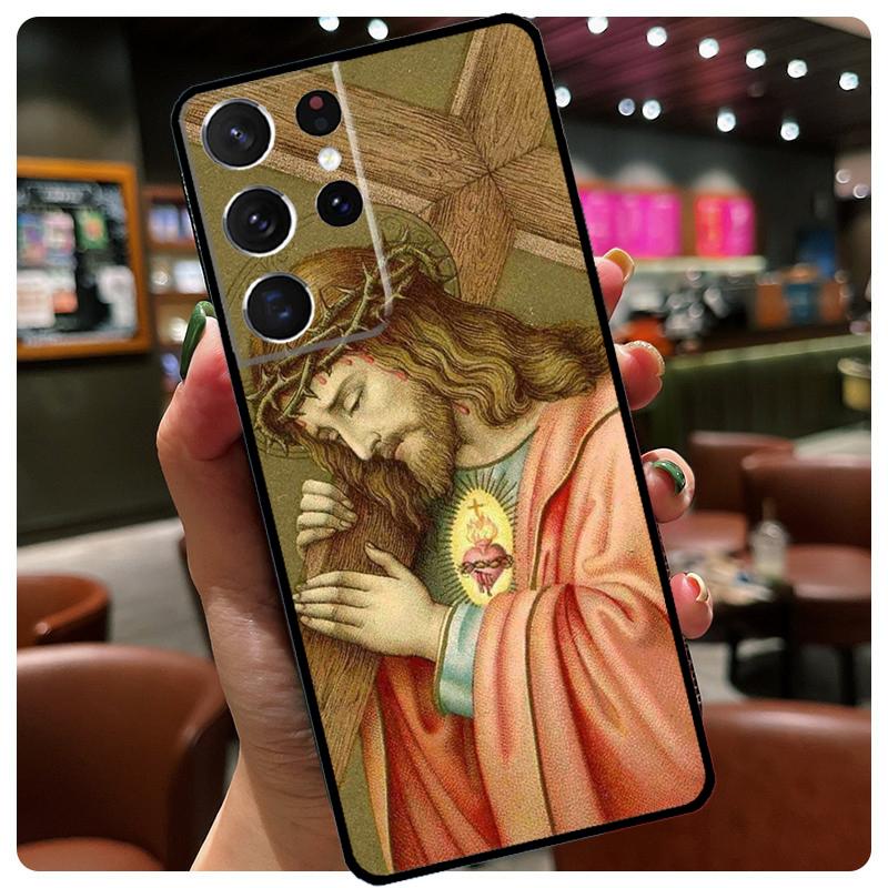 Jesus Cross Phone Case For Samsung Galaxy S23 Ultra S21 S22 S24 S25 Ultra S9 S10 Plus S24 S25 FE Cover