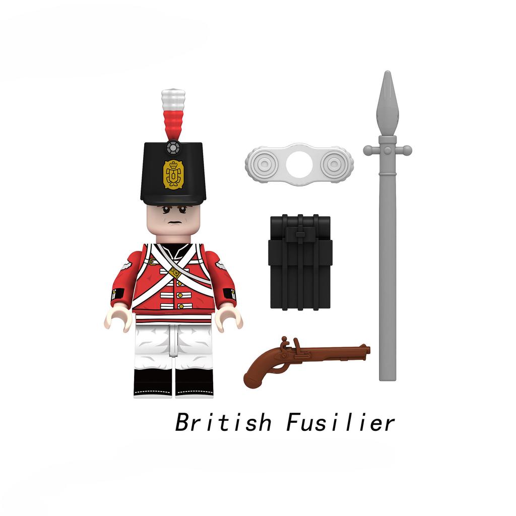 Napoleonic Wars Military Soldiers Building Blocks WW2 Mini Action Figures French British Fusilier Rifles Weapons Toys For Kids