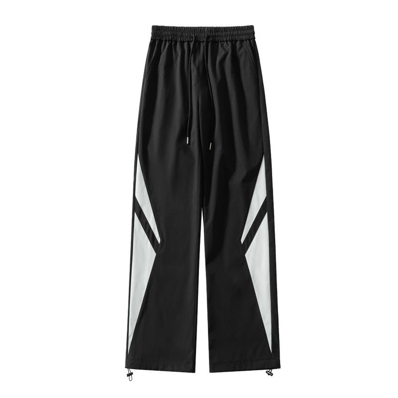 Autumn new splicing contrasting color floor pants men's loose drawstring wide-leg trousers teen casual trousers tide