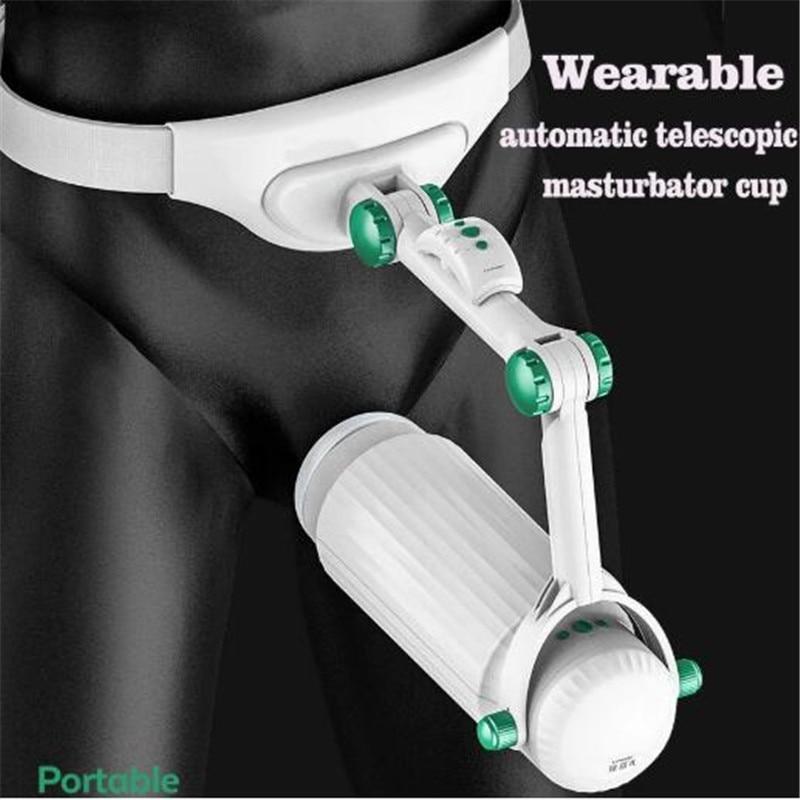 Erkekler Giyilebilir Otomatik Teleskopik Masturbator Seks Oyuncakları Yetişkin Erkekler için Adam Emme Cep Pussy için Tam Otomatik Seks Makinesi