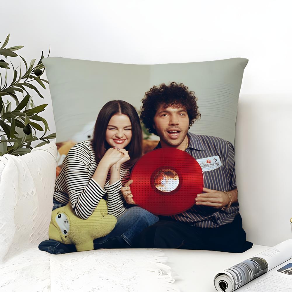 Pillow Case Cotton Linen Fabric Square Zipper Pillowcase Home Decorative Living Room Singer Music S-Selena Gomez 2