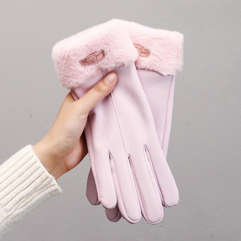 Winter, Warm Gloves, Ladies, Windproof and Fleece Cold Proof, Electric Bike Riding, Outdoor Touchscreen Gloves, Non Slip Bicycle Gloves