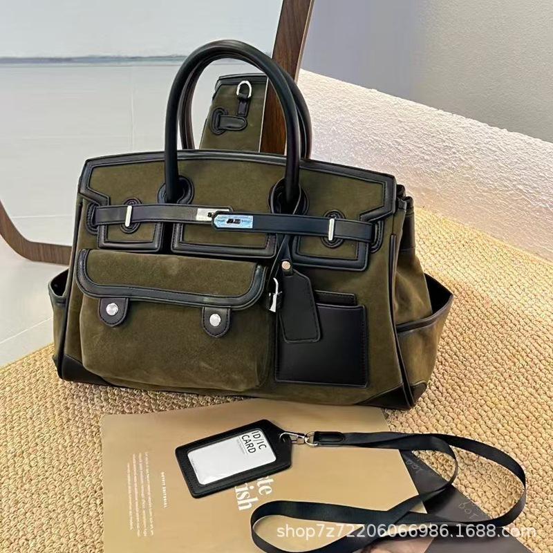 

Нова ретро шкіряна сумка з коров ячої шкіри зі знімним плечовим ременем та однотонна кросбоді з текстурою натуральної шкіри, ручна ланцюгова сумка для жінок 38x13x24cm