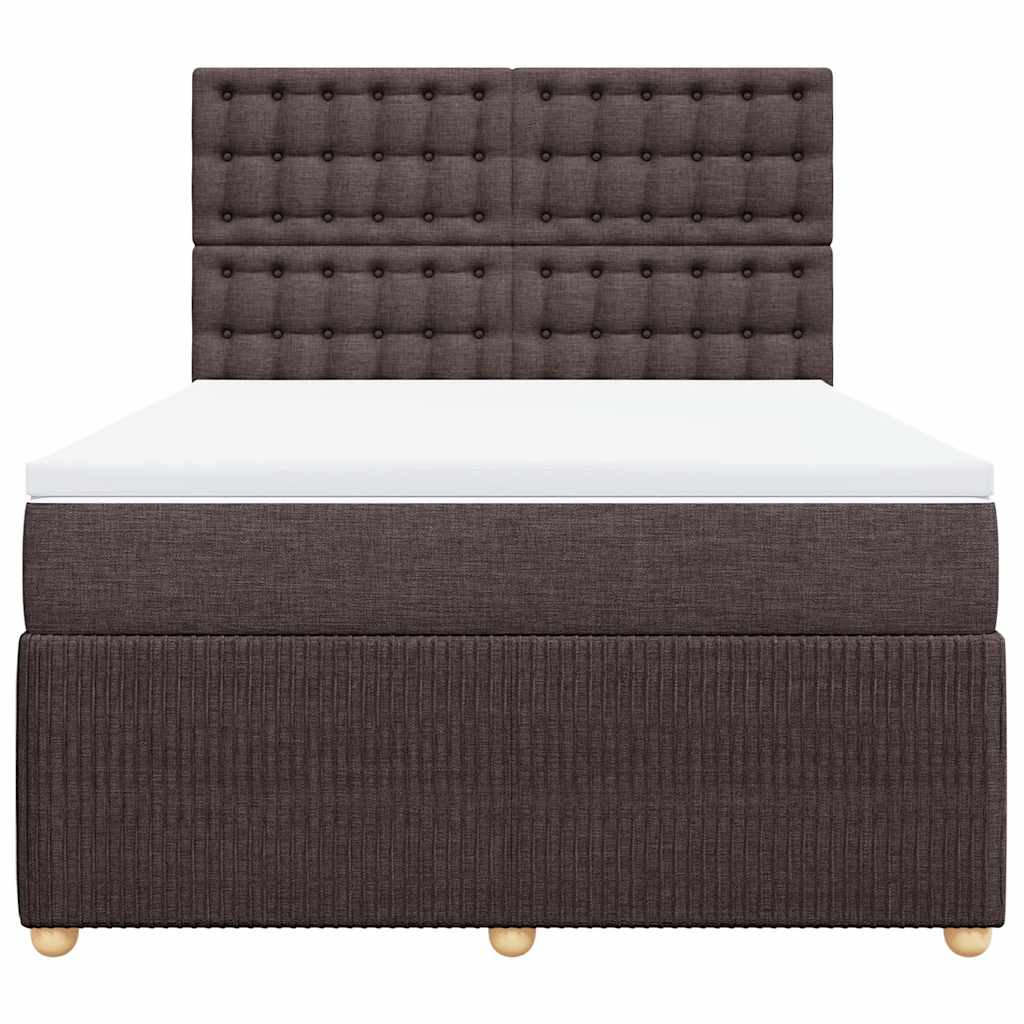 Box Spring Bed with Mattress Dark Brown 140 X 190 Cm Fabric