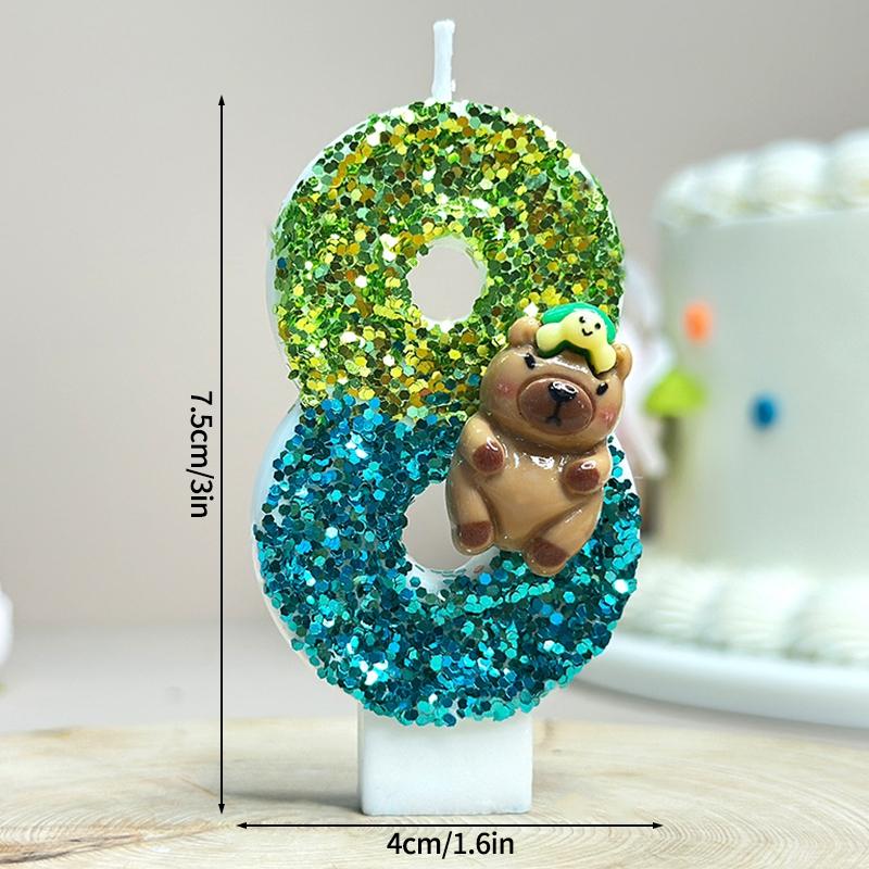 Kawaii Digital Candle Capybara Candle 0-9 Number Birthday Cake Topper Decoration Kapibala Cake Insert for Birthday Baby Shower
