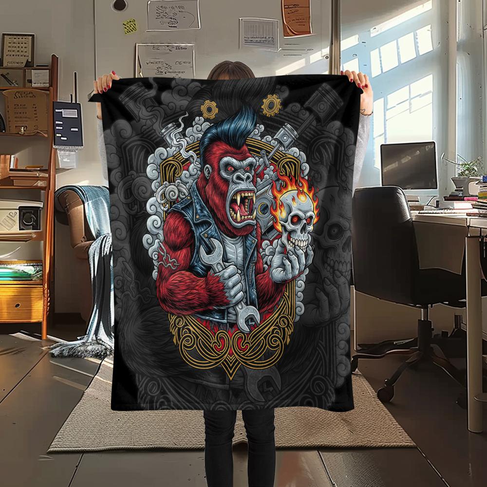 Street dark gorilla wolf truckPrint Flannel Blanket,High quality Comfortable for All Seasons,Home Decor,Warmth and Comfort,Perfect for Christmas Gifts