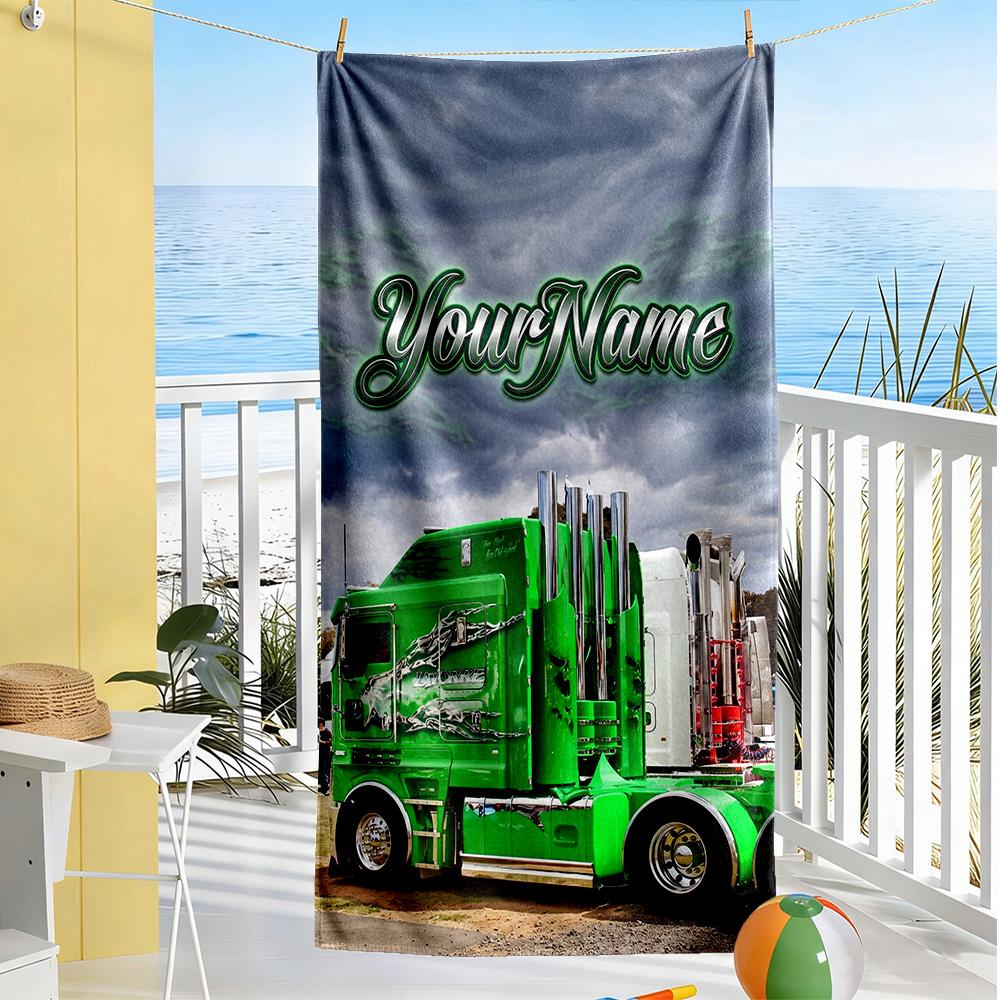 Kw Heavy Trucks Customizable Name Beach Towel Quick-Dry Soft Microfiber Portable for SwimmingBeachCamping Travel Beach AccessoriesGym