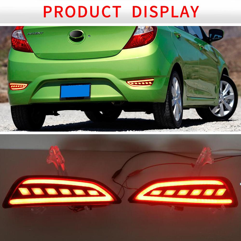 2 Pcs Car Tail Light LED Brake Light Taillight For Hyundai Accent 2012-2017 Hatchback 20 Rear Bumper Lamp