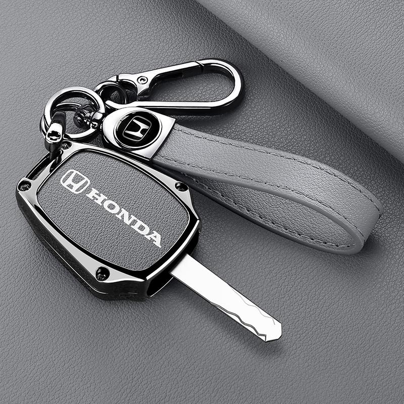 bzsh4 Leather Zinc Alloy Car Key Case Cover Shell For Honda CR-V Civic Insight Fit SRV FRV Chord 7 Jazz Gr8 150 R Motorcycle Accessory