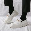 White Wedding Leather Shoes Three Joints White Leather Shoes Men's Wedding Etiquette Performance Shoes Formal Work Leather Shoes
