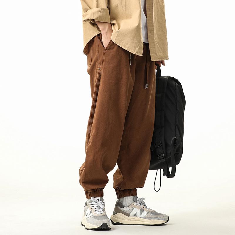 

2024 Осень/Зима Мужские Модные Джоггеры с Широкими Штанинами в Японском Ретро-Казуальном Стиле L кофейный