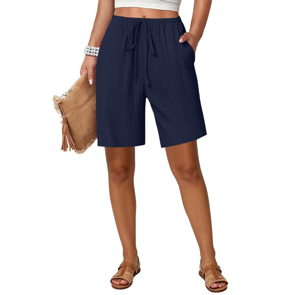Damen locker gerade Kordelzug Tasche Freizeitshorts