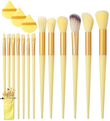 Makeup Brush Set with Puffs and Premium Fiber and Includes a Cosmetic Storage Bag 16-Piece Sponges, Bristles, Ultra-Soft, Multi-Purpose, Portable,