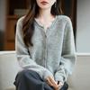 QingHe Cashmere Women's 30% Cashmere Cardigan - Soft & Warm Wool Blend Sweater