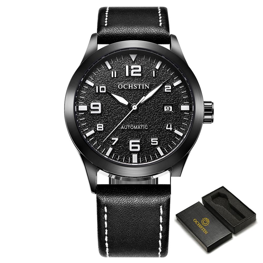 New Man Mechanical Pilot Wrist Watches Luxury Self Wind Leather Mechanic Male Clock Auto Date Relogio Masculino Gift for Men