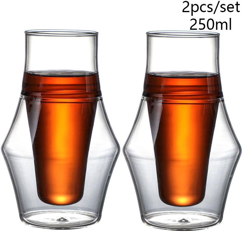 120/250/335ml Ceașcă de Sticlă cu Strat Dublu cu Ureche de Agățat Ceașcă de Cafea Espresso Anti-opărire Lapte Brandy Vin Ceașcă de Ceai Set de Căni Transparente 1/2 buc