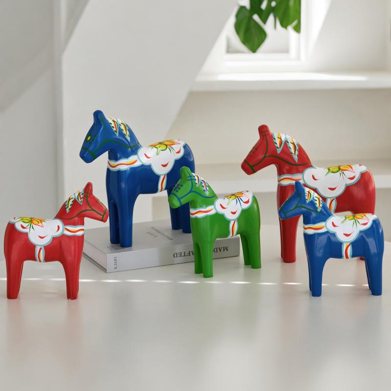 (PH)1/2PCS Dalecarlian Horse Ornament Novelty Traditional Home Decoration Collection Souvenir Memento Swedish Dala Horse Statue