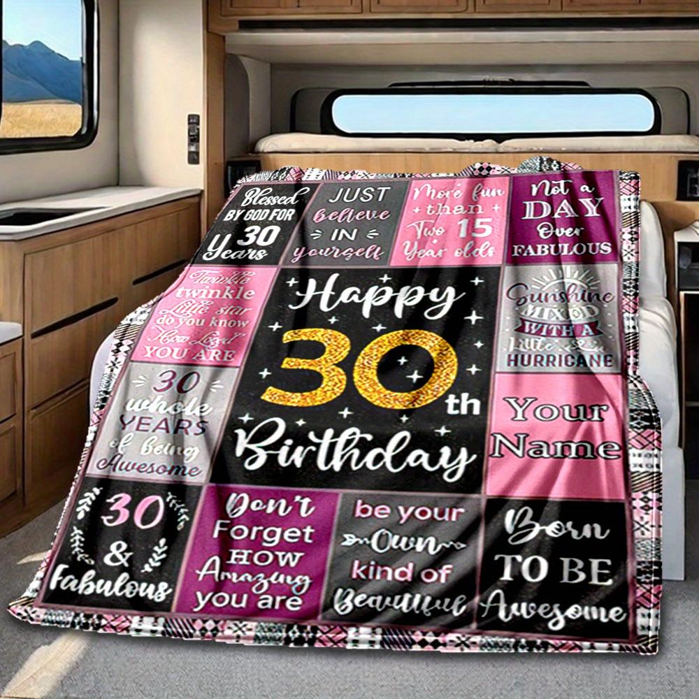Happy 30Th Birthday Blanket Personalized Name Soft Comfortable Stylish Blanket Car Blanket Perfect For Travel Camping Outdoor Home Suitable For All