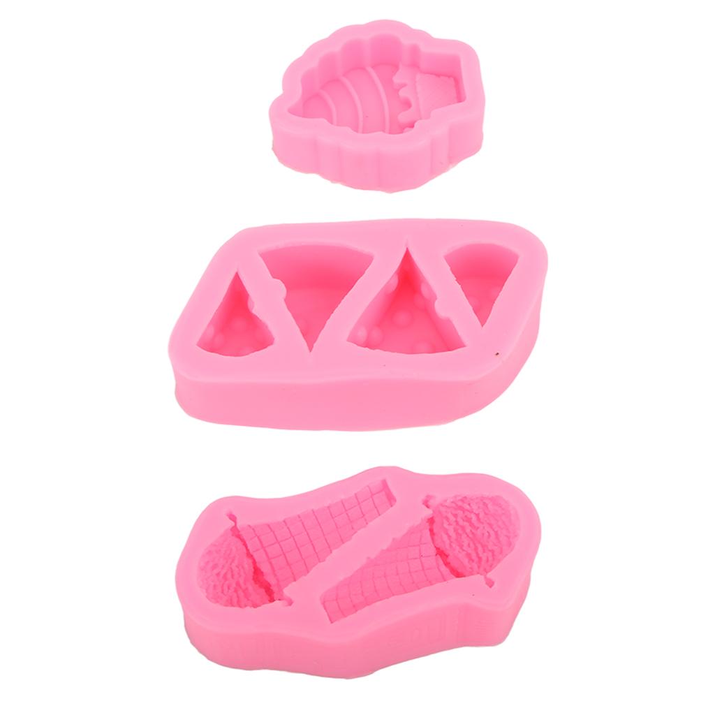 Ice Cream Silicone Fondant Molds Easy Demoulding 3D Ice Cream Mould for Birthday Decoration DIY Kitchen Baking