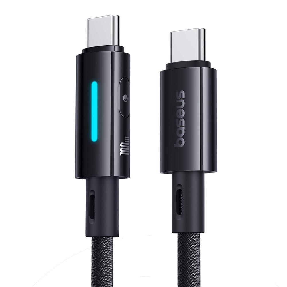 

BASEUS Lit 1m Type C to Type C Nylon Braided 100W Fast Charging Cable with Dynamic Flowing Light A