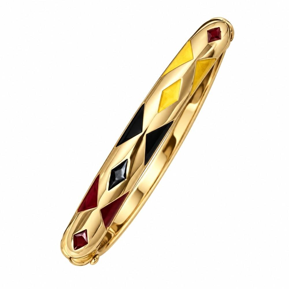 Gold Plated Enamel Wide Bangle Drip Oil Finish Wrist Jewelry Bangle Bracelet Party Daily Wear