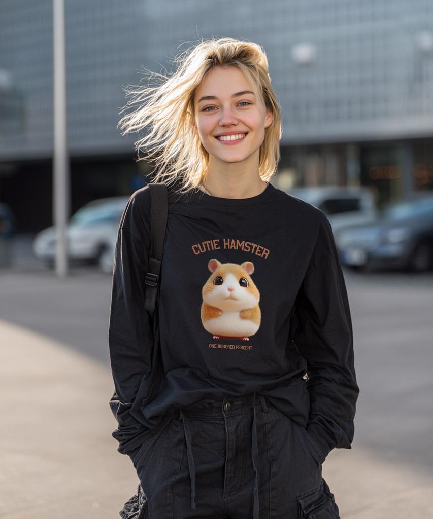 ONEHUNDREDPERCENT FOR WOMAN Ohpxjoy4 Cutie Hamster Basic Long Sleeve T-Shirt